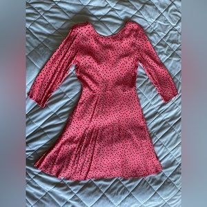 GAP coral long sleeve dress with black polka dots in size 4